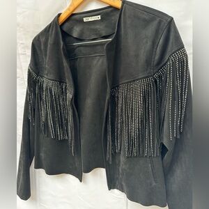 ZARA suede fringe Jacket. Size M